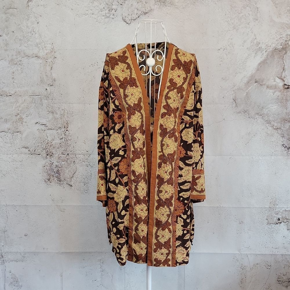 Soft Surroundings Mara Topper Autumn Floral Kimono Cardigan Womens Size L